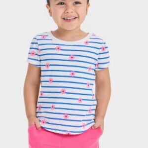 Toddler Girls' flower Striped Graphic T-Shirt - Cat & Jack Blue